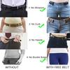 2PCS Elastic No Buckle Stretch Belt Adjustable Stretch Invisible Elastic Belt Woven Cloth with Detachable Clip