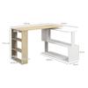 Eck-Computertisch, L-förmiger Schreibtisch mit 360 Grad drehbarem Bücherregal, 120L x 110B x 74,5H cm, Natur und Weiß