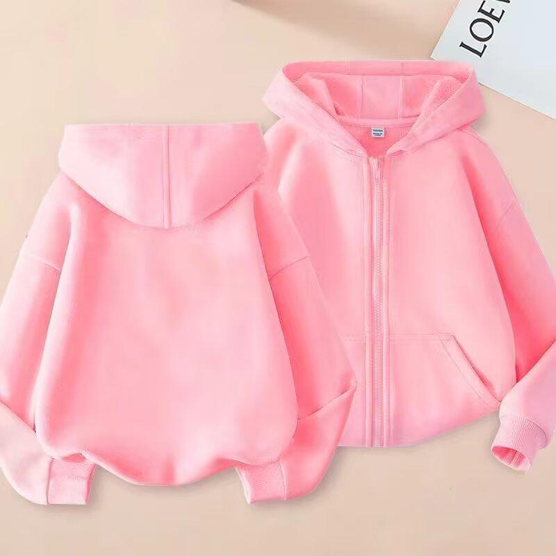 Children's Hooded Jackets: Boys & Girls Autumn/Winter Velvet-Lined Zipper Sweatshirts