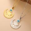 LIKGREAT Lotus Flower Necklace for Women Stainless Steel Healing Engrave Crescent Yoga Pendant Buddhism Amulet Jewelry