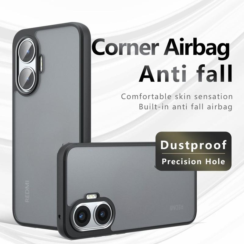 For Xiaomi POCO F7 Case Shockproof Frosted Skin Feel Matte PC+TPU Anti-fingerprint Transparent Cover for Redmi Turbo 4 Pro