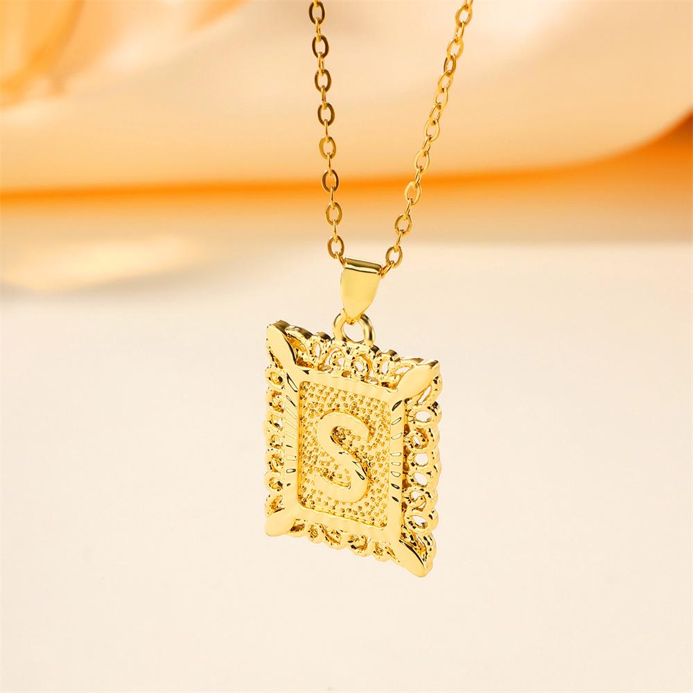 26-Letter Stainless Steel Necklace with Copper Pendant - European & American Fashion for Men