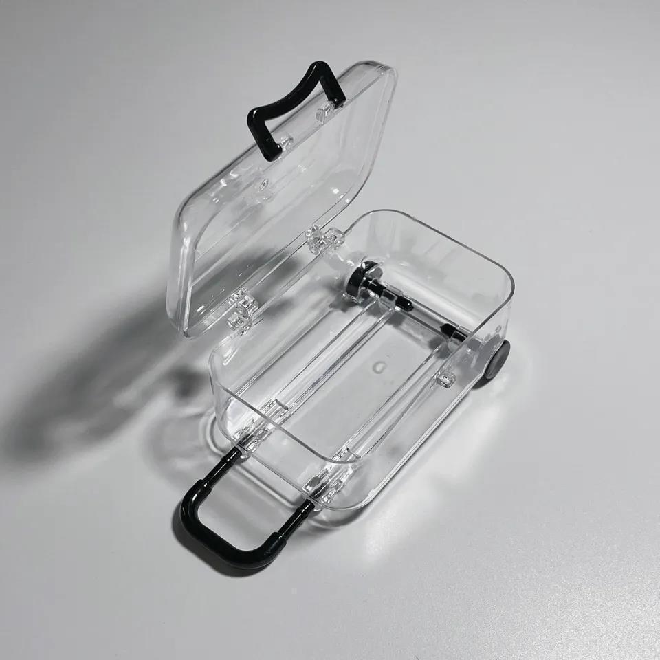 Mini Suitcase Jewelry Organizer Box, Portable Travel Jewelry Case, Clear Plastic Storage Box for Earrings, Hair Accessories, Rings