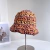 Autumn Winter New Dopamine Color Coarse Wool Knitted Bucket Hat Women'S Warm And Versatile Big Display Washbasin Hat