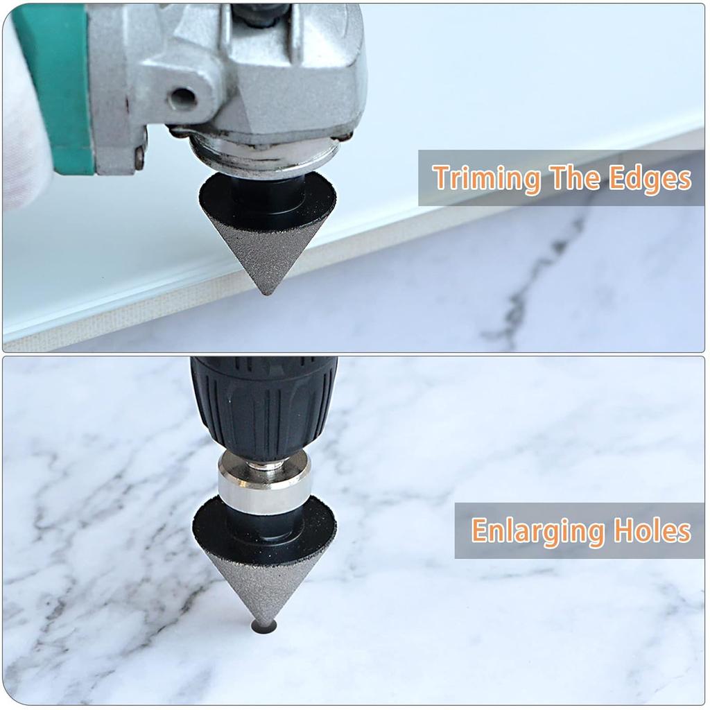 HARFINGTON Diamond Beveling Chamfer Bits 2"/50mm Dia 5/8-11 Thread Cone Grinder Bit with Adapter, Countersink Drill Bit To Enlarge Holes for