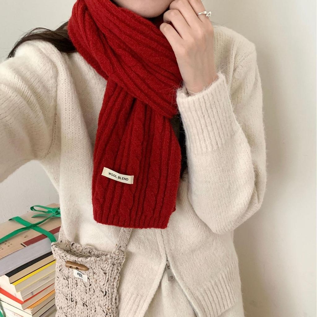 New Autumn and Winter Women's Figure Eight Scarf Wool Blended Knitted Solid Color Sweet Korean Style Versatile Fashionable Warm Scarf