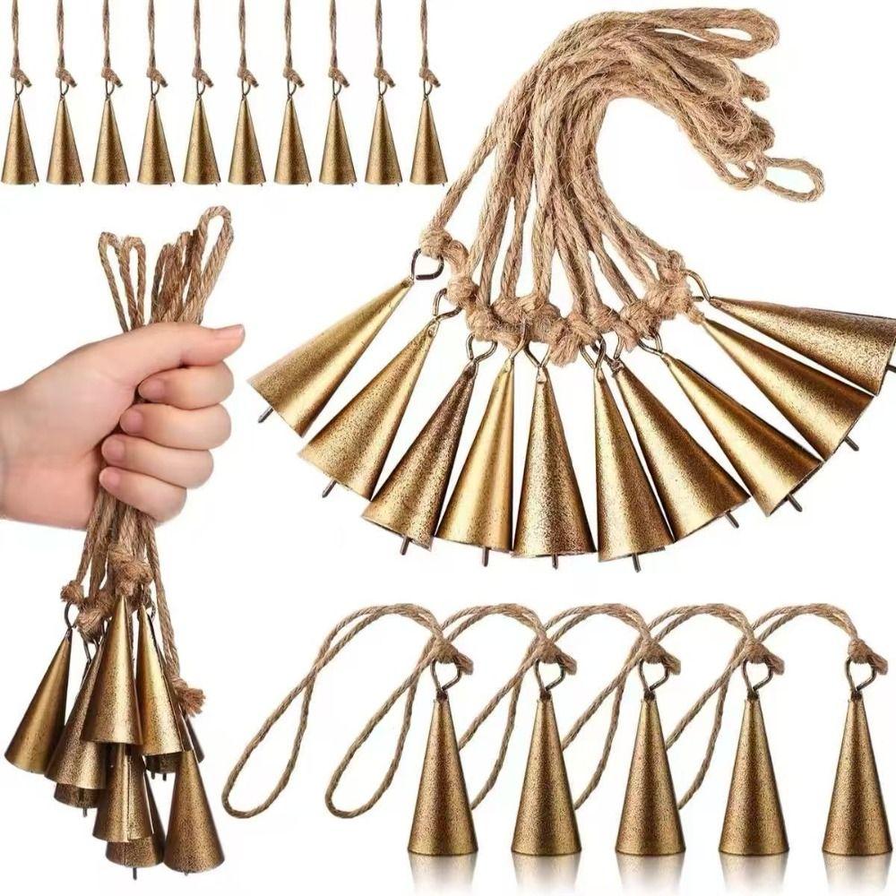 Hangable Christmas Cone Metal Bell Conical Craft Bell New Hanging Bell  Festival Ornament