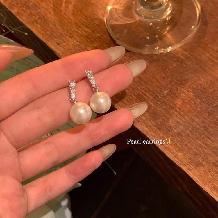 

Серьги-гвоздики из серебра 925 пробы с жемчугом и бриллиантами, женские французские серьги высокого класса, легкие, роскошные, изысканные серьги