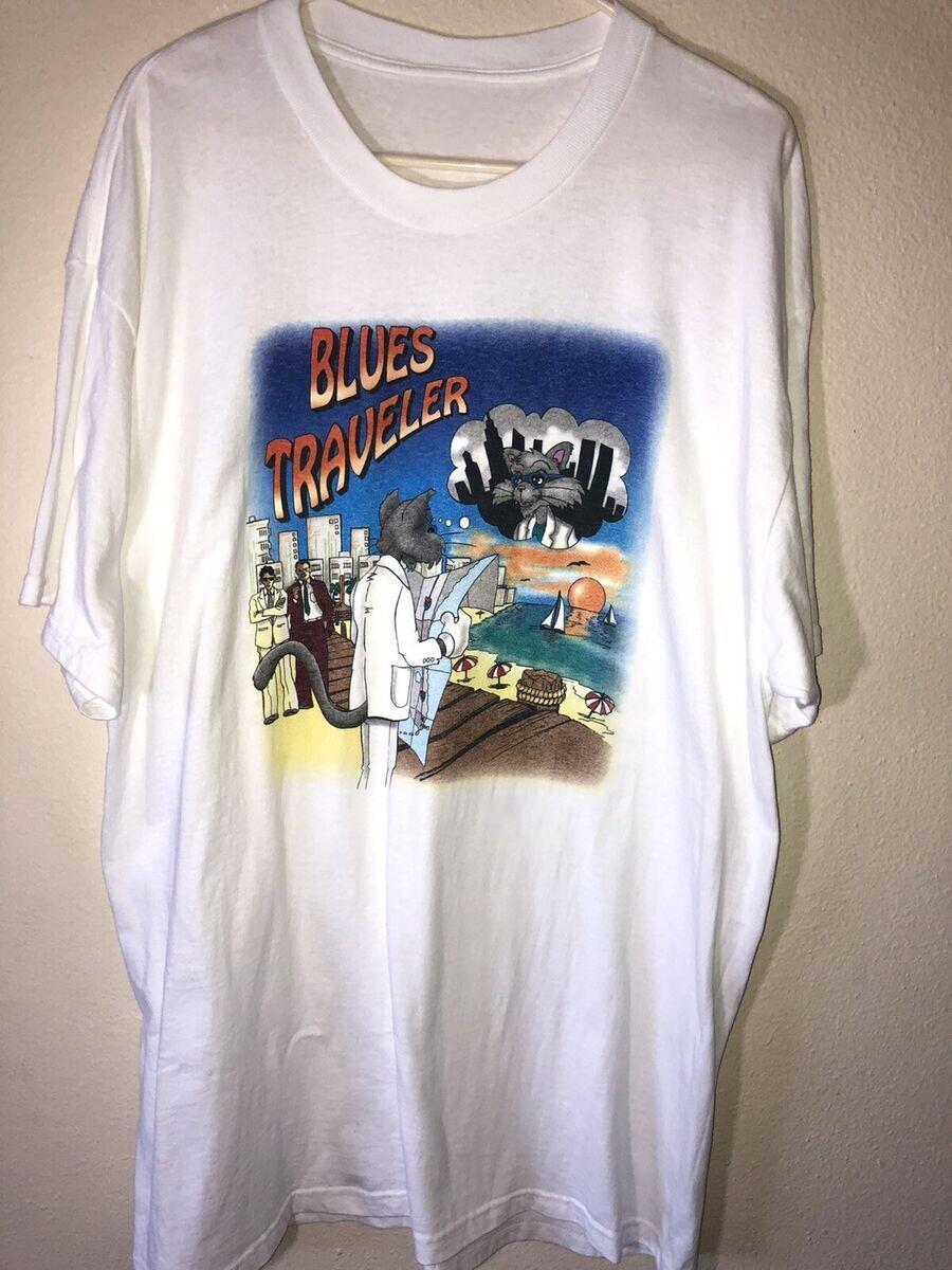 Vtg Blues Traveler Band New Years Eve Cotton White T Shirt For Men UR095 XL