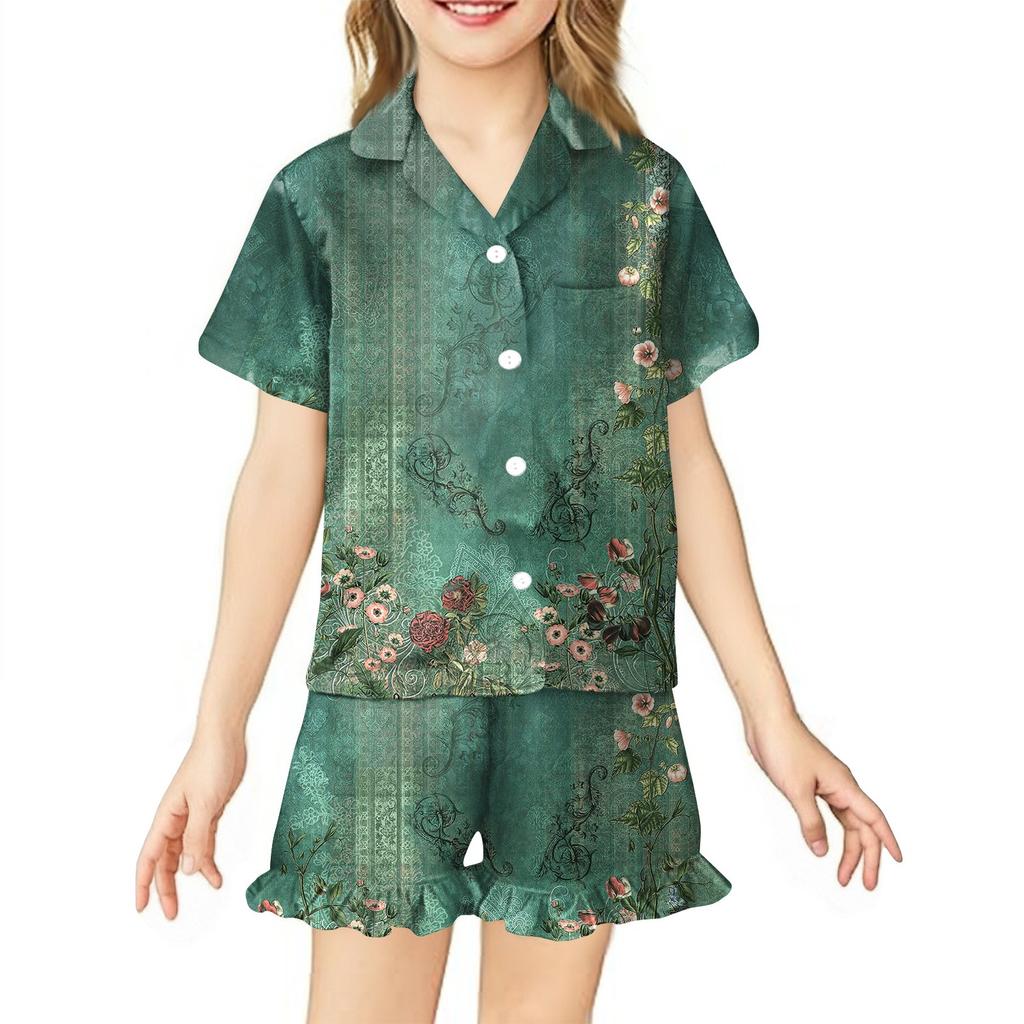 Children's Home Clothes Pajamas Set Short-sleeved Top Shorts Two-piece Set Outer Wear Play Cardigan Clothes
