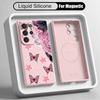 Fancy Butterfly Print Case For Samsung Galaxy S26 S25 Ultra S24 Plus S23 S22 Ultra Magnetic For Magsafe Liquid Silicone Cover