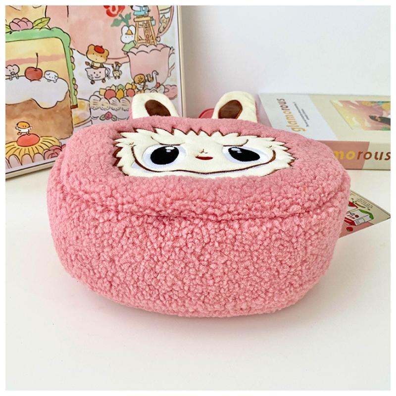 2025 New Popular Bubble Mart Oblique Span Bag Large Capacity Soft Touch Short Plush Children Shoulder Bags Ugly Cute Cartoon Kid Storage Crossbody Bag