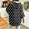 Women's Polka Dot Print Drawstring Hooded Sweatshirt Loose Fit Casual Top