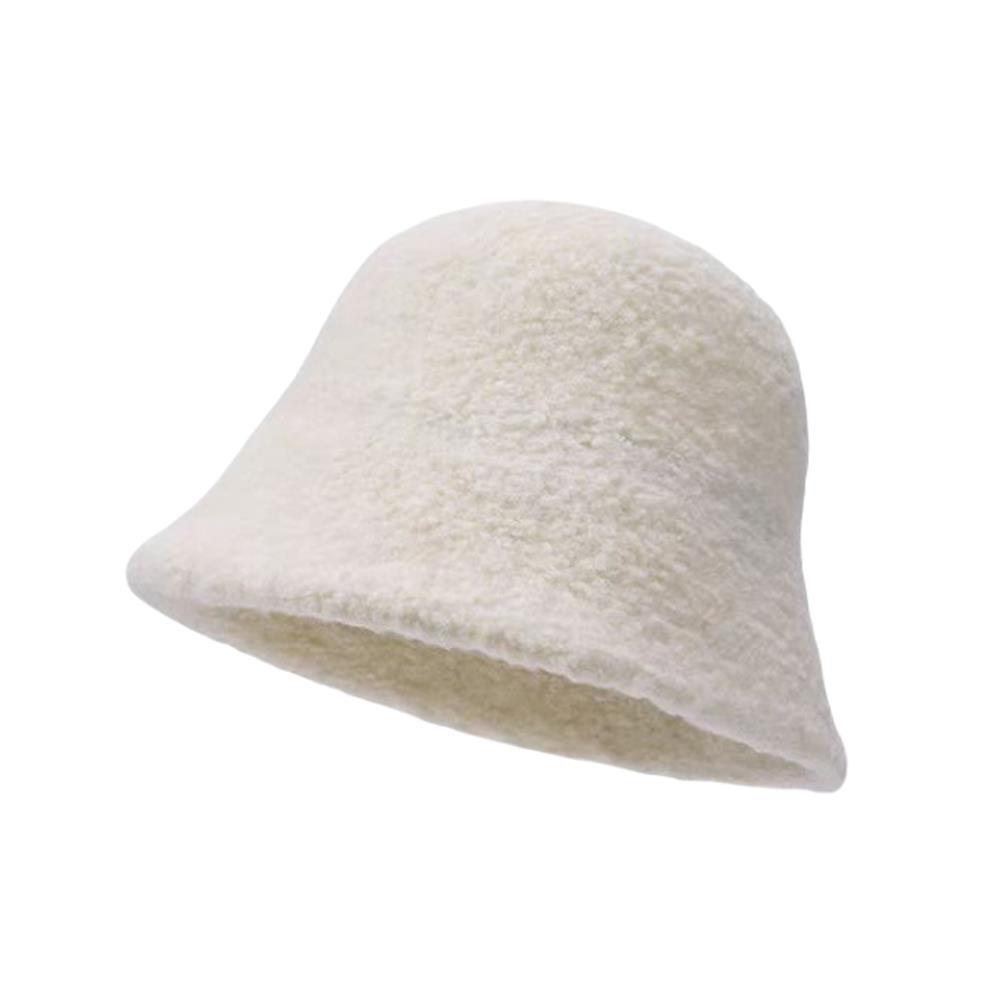 Autumn Winter Wool Bucket Hat Women Fashion Vintage Rabbit Fur Fisherman Hats Soft Warm Wool Basin Cap Korean Panama Hats
