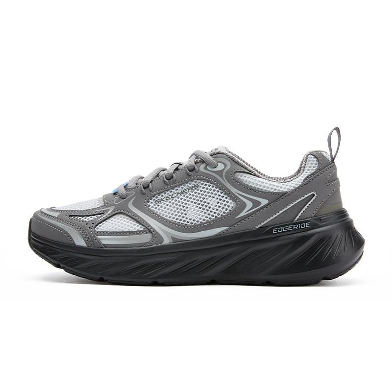 Skechers Edgeride Men Dark Gray Low Top Running Shoes Breathable Versatile Fabric Genuine Leather 232919-CCBK 42