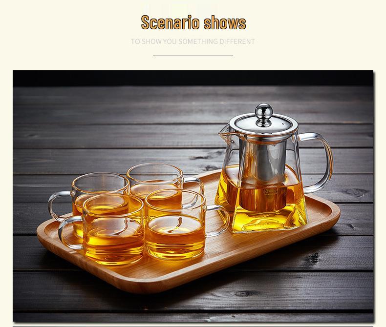 Vanshi High-Temp Glass Teapot with Stainless Steel Filter and Anti-Scald Design - Ideal for Kung Fu Tea