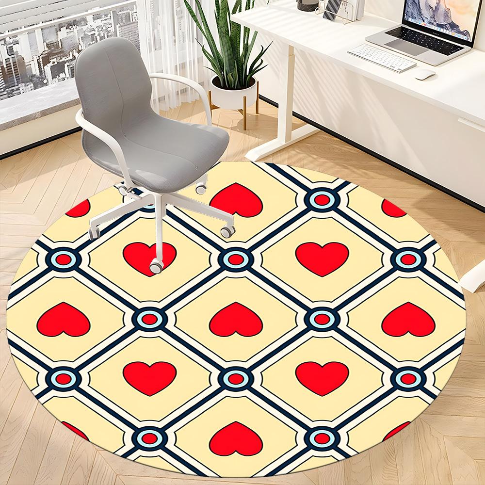 1pc Heart Pattern Office Round Rug, Carpet for Office, Gaming, Lightweight Round Floor Mat yy260208017