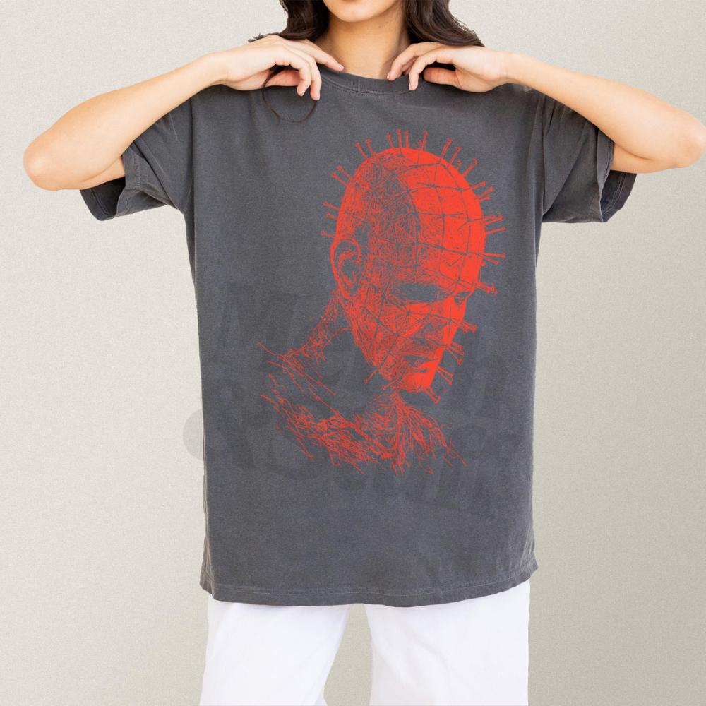 Hell Movie TShirt Unsiex 80s Horror Film Gothic Tee Pin Head Grunge Bootleg Raiser Movie Apparel Vintage Horror Villain Shirt M