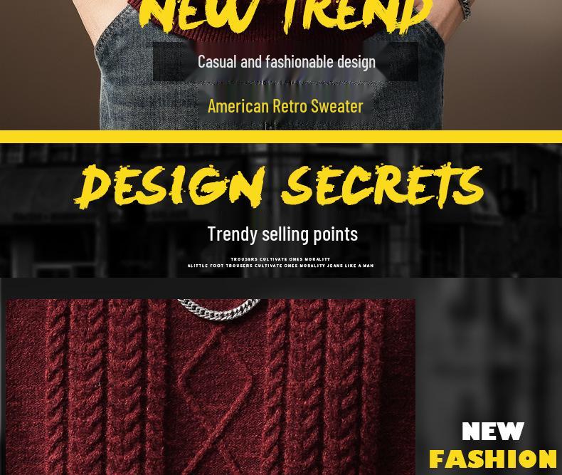 Luxury Cable Knit Round Neck Pullover for Men - Trendy Autumn/Winter Loose Fit Sweater