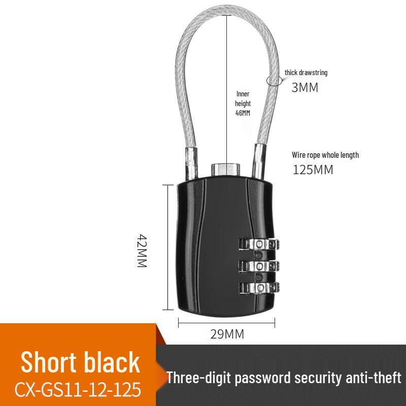 Waterproof Rustproof Steel Wire Padlock for Suitcases, Bikes, Cabinets, and Dormitories