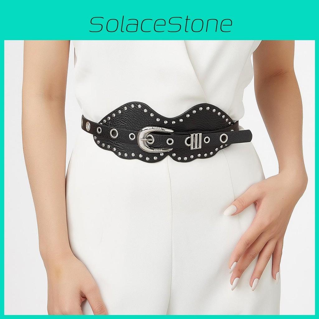 Trendy Faux Retro Leather Belt With Metal Pin Closure Bold Decorative Elements