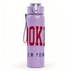1PC Brooklyn New York Letter 750ml Color Plastic Sports Water Bottle Leakproof Flip Straw Lid Suitable for Sports Office Home Use