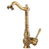 Antique Brass Basin Faucet Single Handle Mixer Tap Carving Design Rotatable Spout for Bathroom Vessel Sink