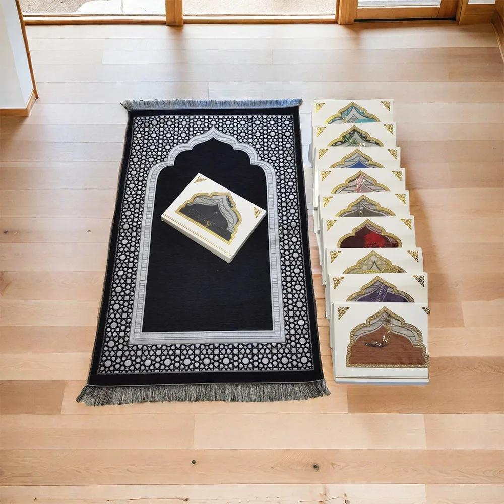 Printed Floor Mat 70x110cm Muslim Prayer Rug Rectangle Foldable Prayer Mat Set Non-slip Ethnic Style Janamaz Sajadah Travel