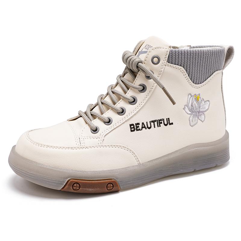 

Spring/autumn High Top Cowhide Sole Women s Shoes with Soft Sole, Middle-aged Mom s Boots 35 серый/бежевый