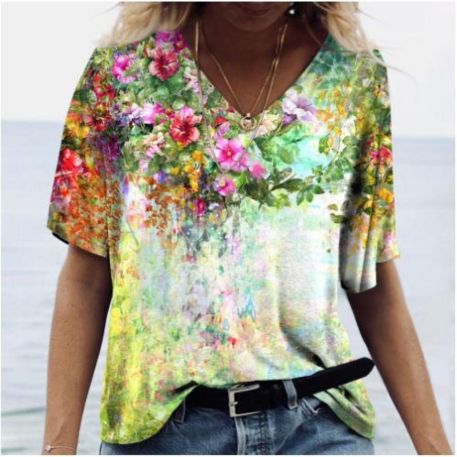 

Футболка для пар летняя повседневная свободного спортивного стиля с 3D-принтом, с коротким рукавом и V-образным вырезом S