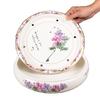 14-inch Ceramic Round Tea Tray for Gongfu Tea, with Double-Layer Water Storage