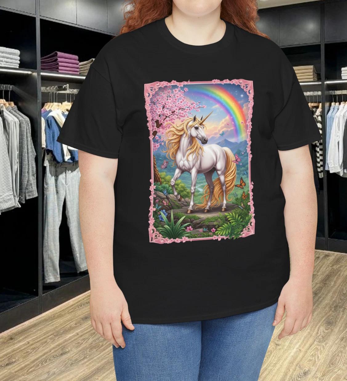 

Awesome Unicorn Pink Fantasy Rainbow T-Shirt Mountain Horses Animal S