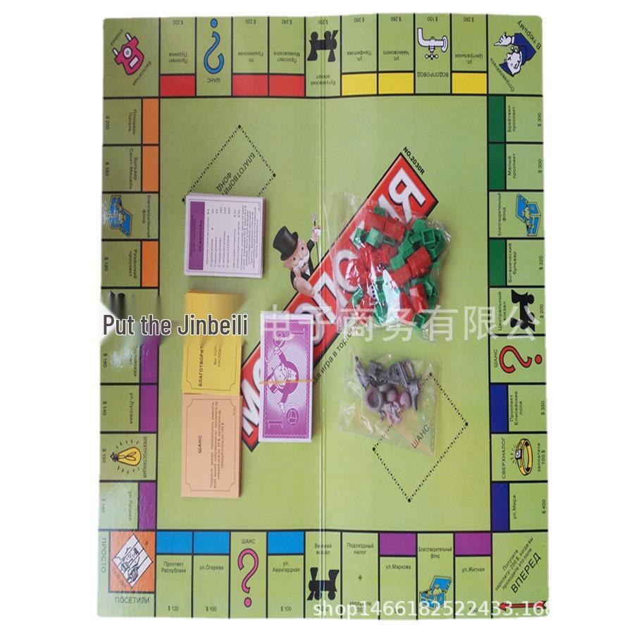 Multilingual Monopoly: Classic French, Russian, English Board Game with Cards