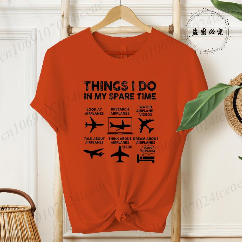 Unisexs Airplane Graphic TShirt Things I Do In My Spare Time 2026 Fashion Hip Hop Streetwear Casual Short Sleeve Tee ST01