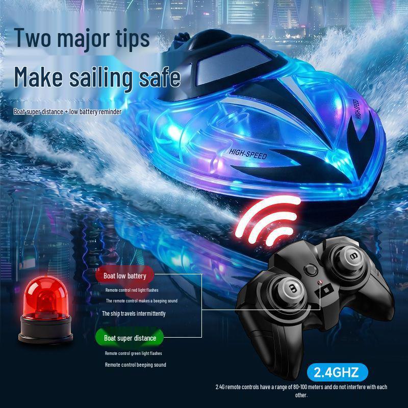 High-Speed Waterproof Remote Control Boat: Rechargeable Toy Ship Model for Kids' Birthday Gift