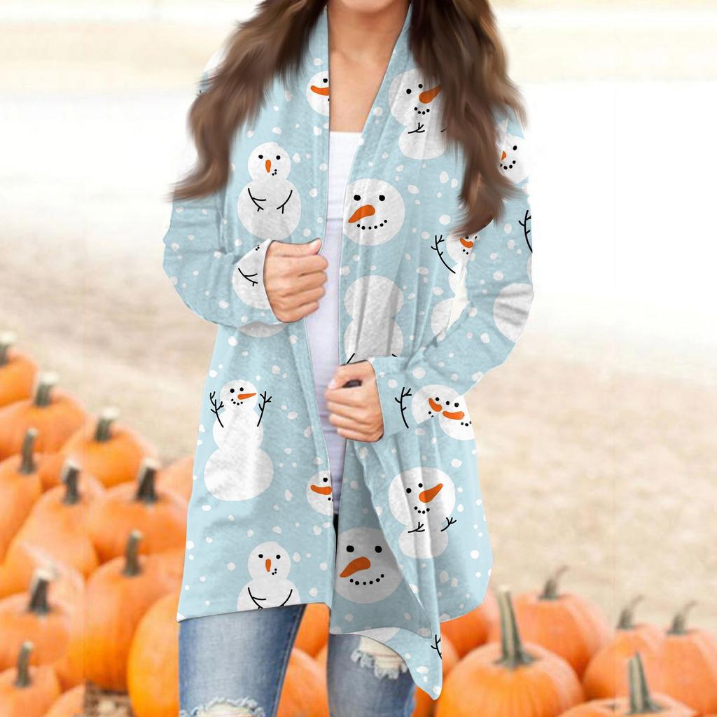 Damen Herbst Strickjacke Frauen Druck Langarm Vorne Strickjacke Top Leichte Mode Casual Jacke