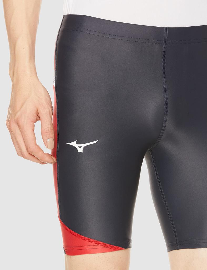 Mizuno MTC Racing Track Field College Size M Tights, Half, Stretch, & Wear, U2MBA013, Navy/Red,