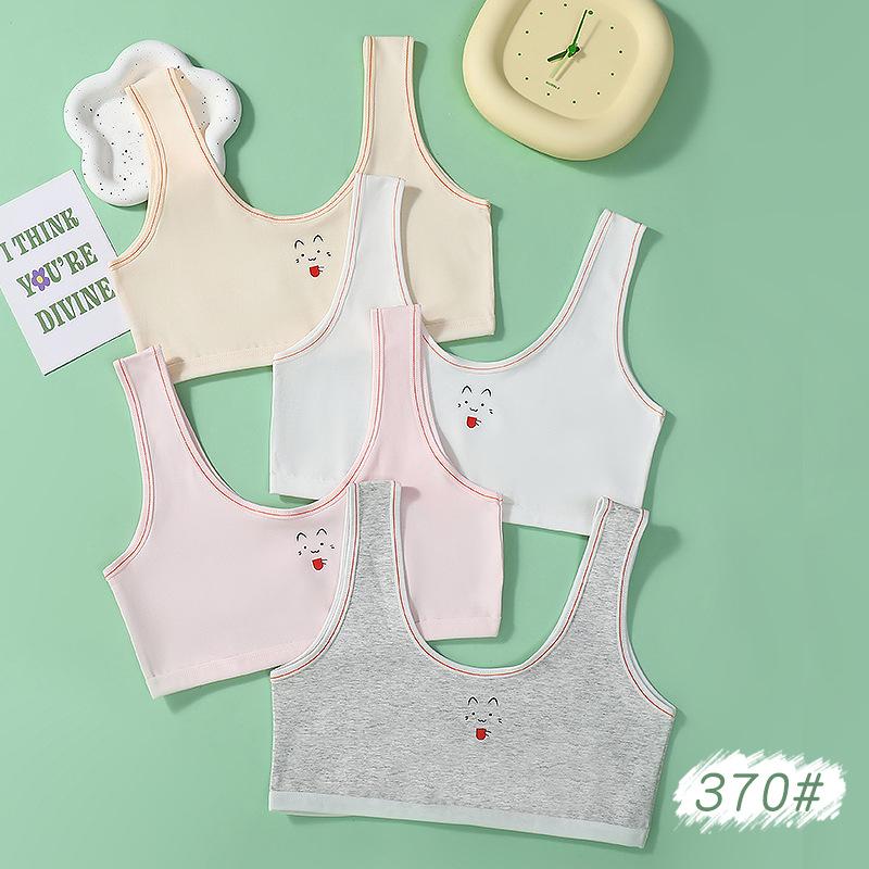 Girls' Thin Cotton Training Bra for Elementary Students - Sports, Anti-Nipple Show, Early Development, Single Layer