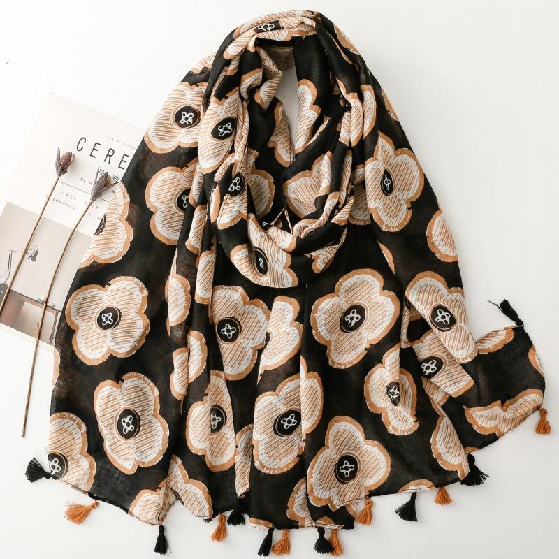 88*190Cm Luxury Women Long Viscose Scarf Bohemian Styles Paisley Pattern Cotton Linen Shawl Lady Tassel Muslim Hijab Wrap