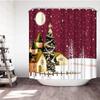 Christmas Shower Curtain Fireplace Gifts&Socks New Year Holiday Bathroom Decor Red Shower Curtains for Christmas Bathroom Sets