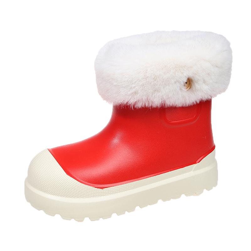 

Женские ботинки 2024 года, зимние новые модные меховые утолщенные теплые женские туфли на платформе, повседневные уличные нескользящие ботинки без застежек для женщин 39-40 красный