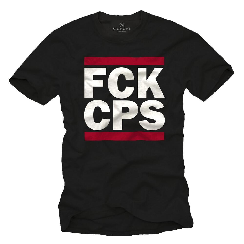 

FCK CPS T-shirt men men black hooligan sayings football hip hop rap XL