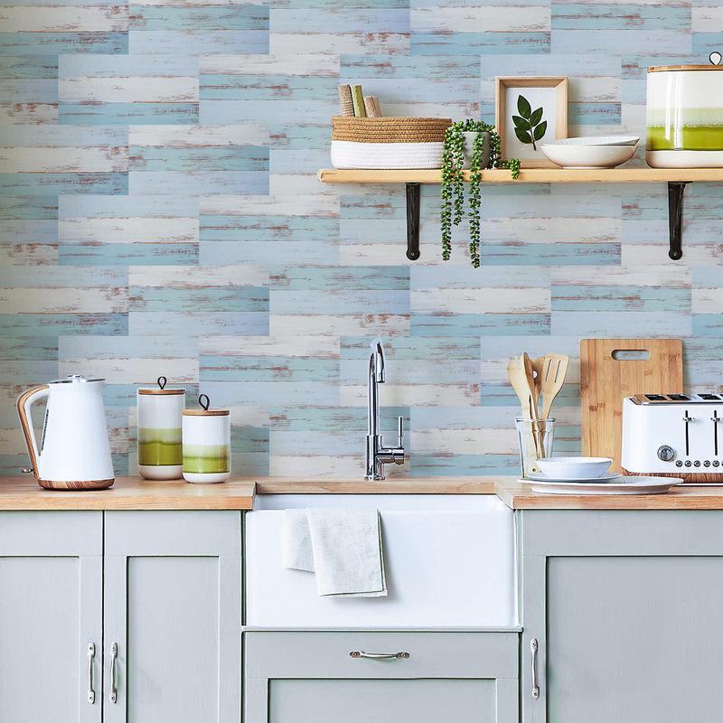 4/12 buc. Autocolant pentru faianta din lemn albastru, autoadeziv, impermeabil, PVC, decor baie