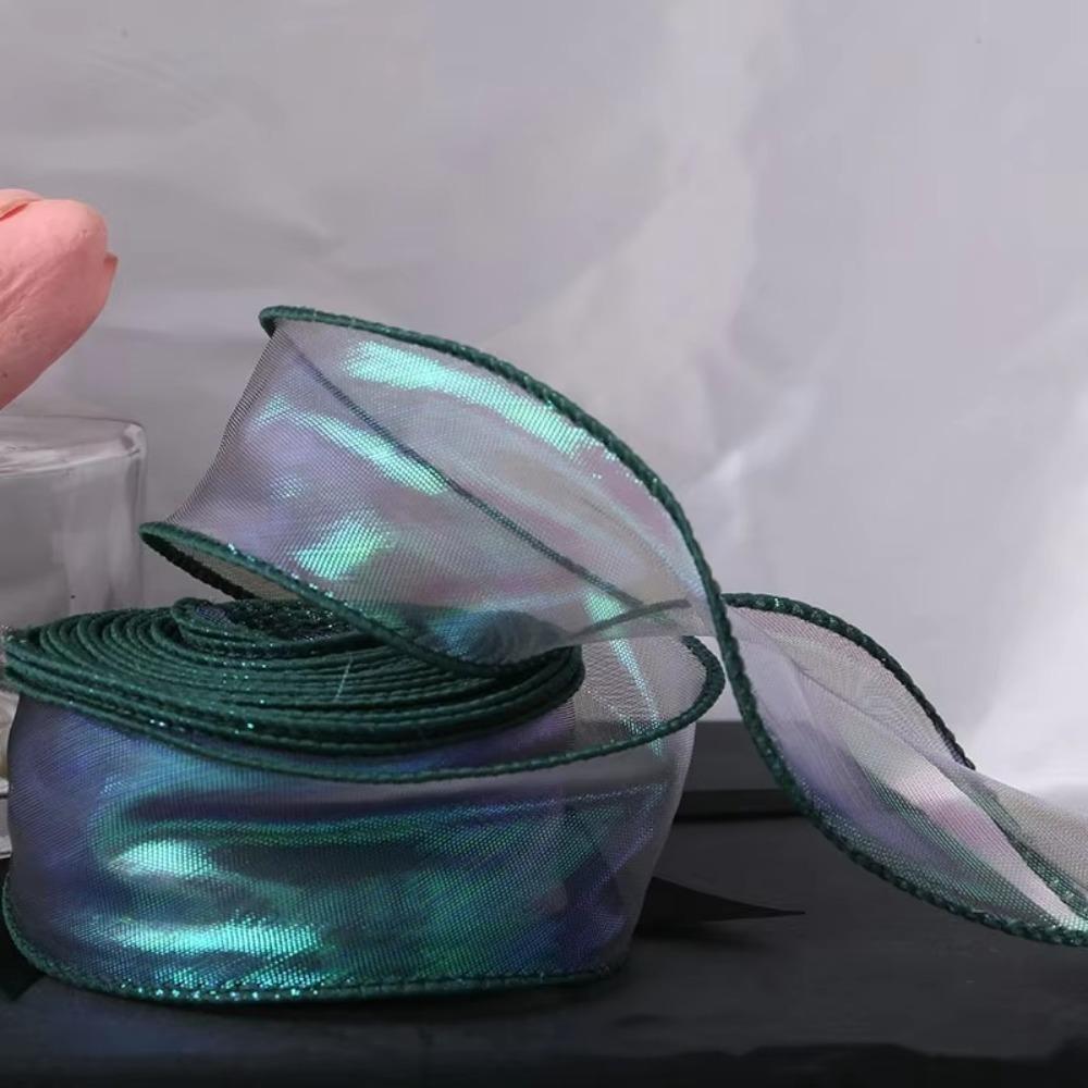 

40 мм Лента из пряжи «рыбий хвост» с бусинами 10 ярдов Упаковочный материал для подарков зелёный