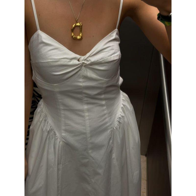 Soft-Hearted Deborarosa French style Sexy White Backless Suspender Dress Waist Hugging Slimming Holiday Style Dress
