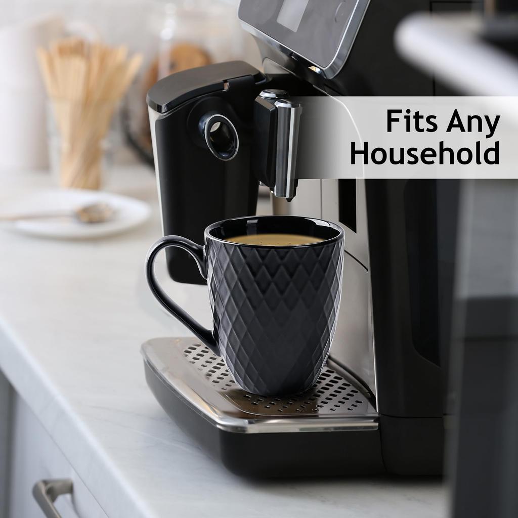 MIAMIO 400 Ml X 6 Coffee Mug Modern Ceramic Mug Mat Large Coffee Mug Palmanova Collection - - Set/Mug - - - (Black)