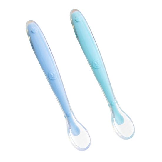 Weiches lebensmittelechtes Silikon mit langem Griff, Baby, Kleinkind, Lernlöffel, Besteck