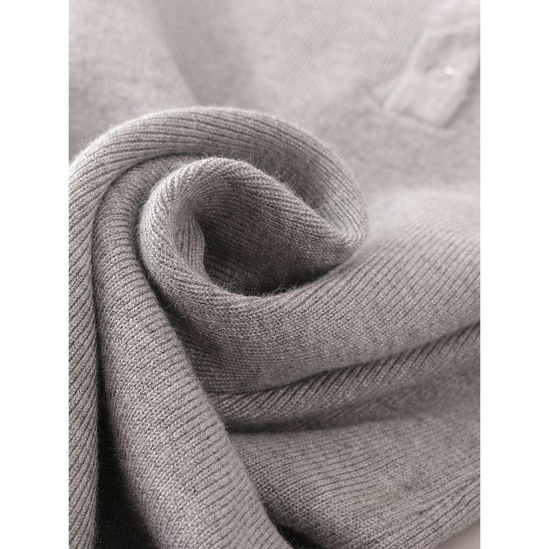 2025 Cotton Korean Style Round Neck Sheath Long Sleeve Dress Slim Fit Slimming Simple Light Gray Mid-Length Base Skirt