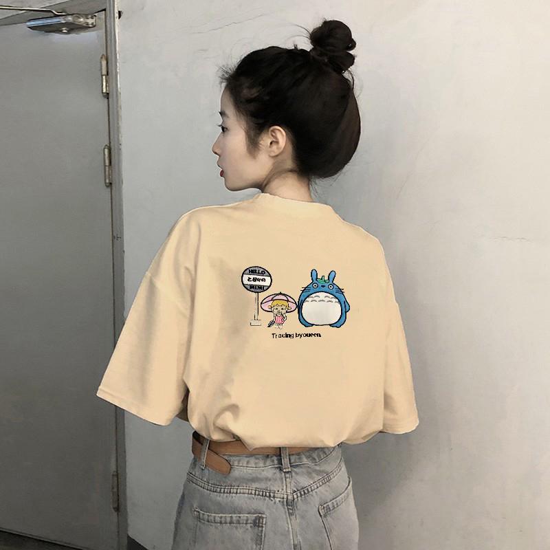 

Pure cotton shoulder printing short-sleeved t-shirt women s 2025 new summer dress design sense niche loose top tide XXXL