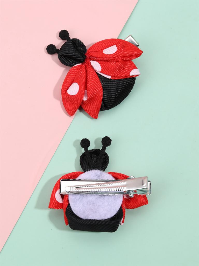 2 Stück/Set Rote Marienkäfer Haarspangen für Mädchen Handgefertigt Lieblich Tier Haarnadeln Kinder DIY Haarspangen Kinder Kawaii Haaraccessoires